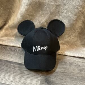 Disney Mickey Mouse Black Adjustable Snapback Baseball Cap Hat w/Ears Youth